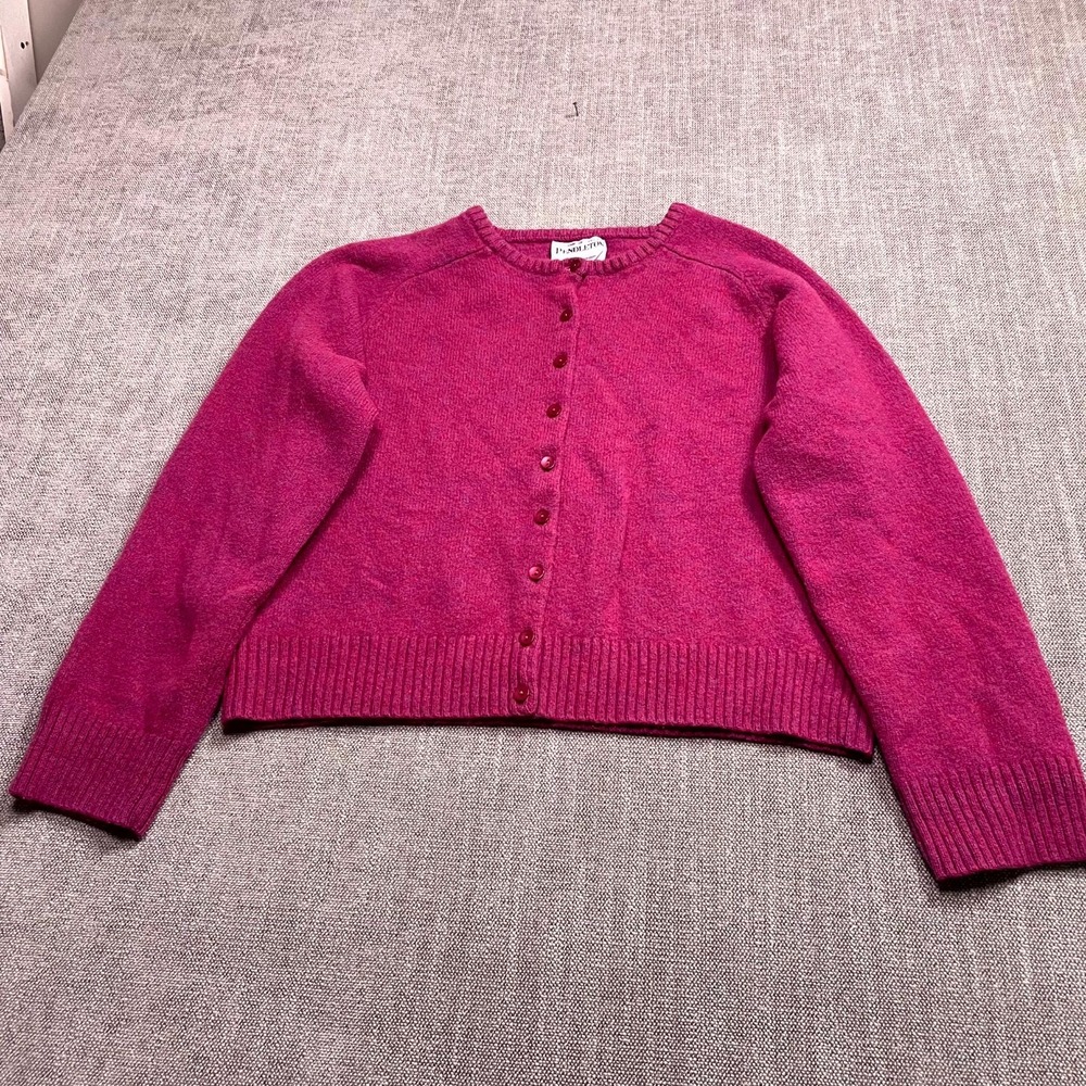 Pendleton Cardigan Sweater Womens XL Purple Lambswool Tight Knit Button Front